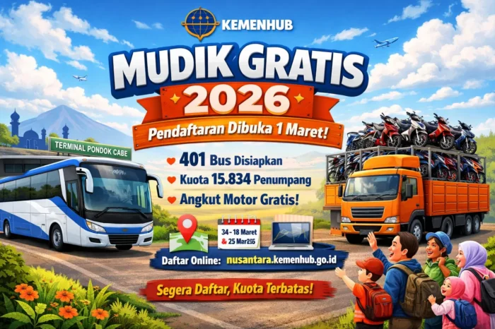 Siap-Siap Pasang Alarm! 'War' Tiket Mudik Gratis Kemenhub 2026 Resmi Dibuka Besok 1 Maret, Catat Syarat dan Rutenya!