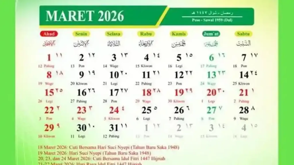Kalender Maret